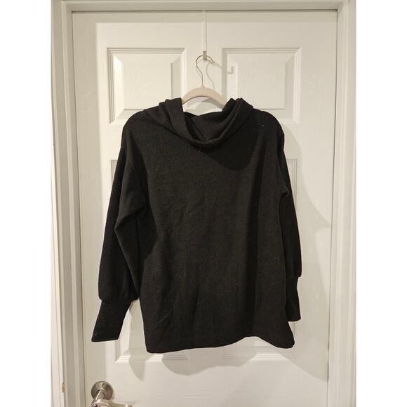 Maeve Anthropologie Black Cowl Neck‎ Balloon Sleeve Sweater Top XS Cozy Minimal - Picture 6 of 6